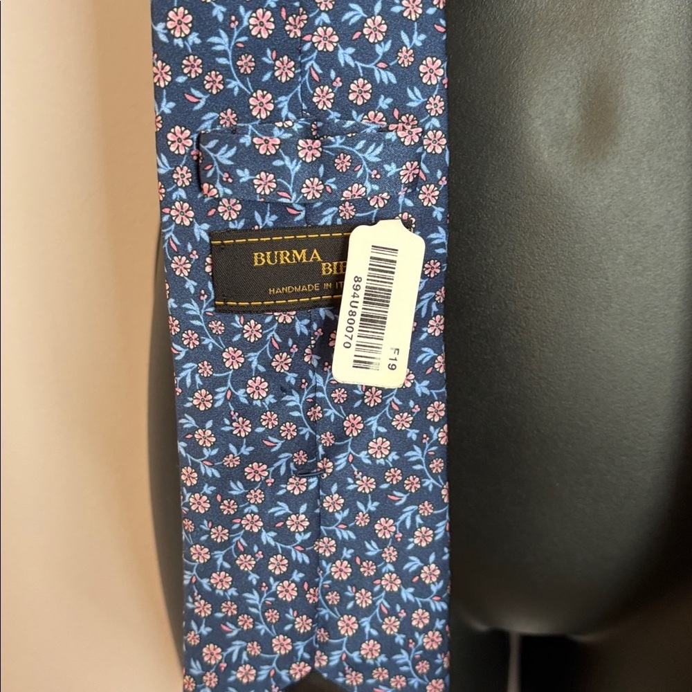 Burma Bibas Made in Italy Silk Blue Pink Floral Necktie Tie - Picture 12 of 13